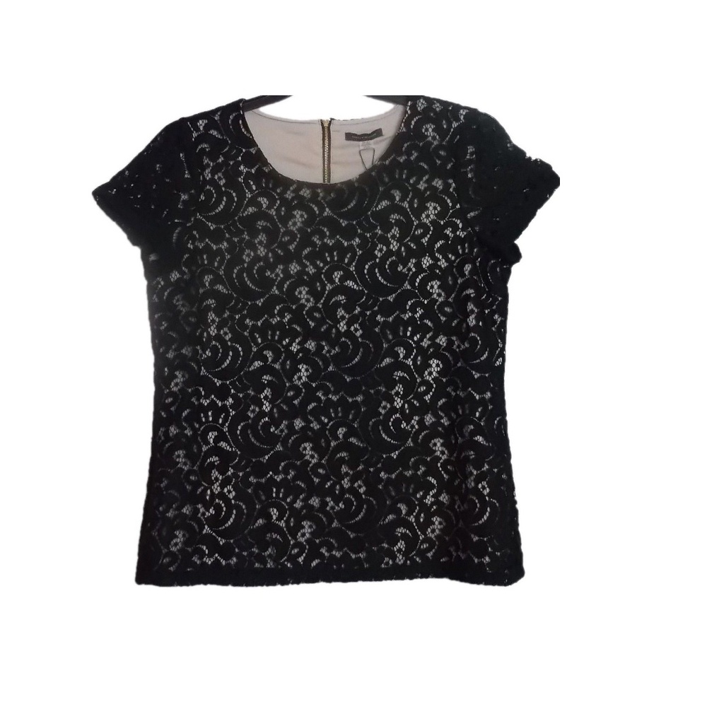 Tommy Hilfiger Women's Black Lace Lined Blouse